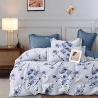 Parures de draps plats en coton lavables 4 pièces, résistantes à la décoloration, avec taies d'oreiller, motifs floraux, populaires