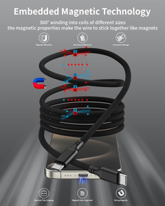 Magnetic <b>USB</b> C Charger <b>Cable</b>, 60W <b>USB</b> C <b>to</b> <b>USB</b> C <b>Cable</b>, Nylon Braided Type C Fast Charging Data Sync <b>Cable</b> Cord for iPhone 15 - Product Image 2