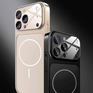 Nouvelle grande fenêtre de visualisation givrée plaquée magnétique avec étui de téléphone de protection de <span class=keywords><strong>Film</strong></span> d'objectif pour Iphone 13 14 15 16 17air 17pro Max 16e - Product Image 3