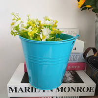 Vases décoratifs en métal peint en forme de lapin, mini pots à œufs de Pâques ronds, seaux à poignée pour jardin et maison, vente en gros à prix réduit