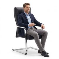 Chaise de bureau de luxe en cuir PU, chaise d'invité VIP en cuir, chaise de salon, chaise de direction, chaise de réception, chaise cantilever pour visiteurs