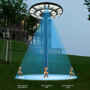 ABS אינטליגנטי הכל בכביש עגול UFO 500W 1000W פנסי רחוב אטומים למים חיצוניים אורות גן סולאריים עם מוט - Product Image 2