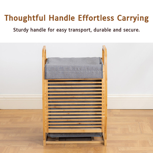 Có thể gập lại bán buôn hộ gia đình lớn giặt cản trở tre giặt cản trở với xử lý quần áo bẩn lưu trữ cản trở - Product Image 5