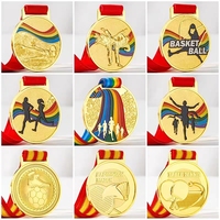 Badges et médailles scolaires en alliage de zinc, moulés sous pression 3D, plaqués or, personnalisables, pour anniversaires, sports et souvenirs de remise de diplôme, vente en gros, promotion