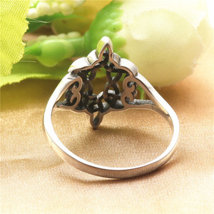 Stainless Steel Hollow Flower <b>Ring</b> Retro Silver Women's Party Jewelry 212032 - Product Image 3
