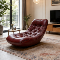 Fauteuil de salon en cuir bordeaux moderne et luxueux, canapé paresseux, fauteuil inclinable au sol pour salon, chambre à coucher, meubles d'appoint