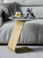 Table d'appoint moderne en métal, style luxe léger, en forme de C, petite table basse pour salon, balcon, tables d'angle rondes de loisirs