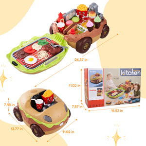Ensemble de jeu de cuisine pour enfants : voiture à hamburgers, barbecue, accessoires alimentaires de simulation, chariot de rangement, jouets alimentaires pour enfants - Product Image 6