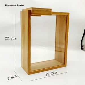 Custom 3L Rectangle Bamboo Wood Multifunction Glossy Storage <strong>Container</strong> <strong>Clear</strong> Window Modern Design Kitchen Countertop Storage - Product Image 5