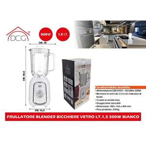 Blender blanc 500W avec pot en verre de 1,5 LT, appareil de cuisine personnel haute puissance - Product Image 1