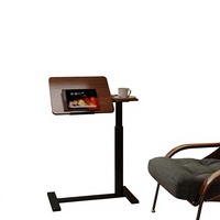 Bureau mobile sur lit, table d'appoint rabattable avec 4 roulettes, réglable en hauteur et en angle, pour ordinateur portable, bureau à domicile, noyer + noir