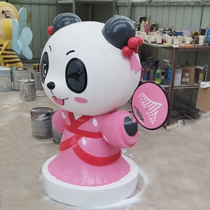Sculpture de panda en fibre de verre pour extérieur, sur pied, design personnalisé pour la décoration de centre commercial - Product Image 3