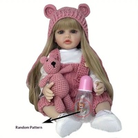 Muñeca de Vinilo de Simulación de Bebé de 55 cm, Regalo del Día del Niño para Niñas, Muñeca Reborn con Pelo Largo para Acompañar el Baño