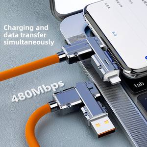 Câble de charge USB Type-C vers C 4 en 1 PD 120W avec rotation à 180° et blindage en PVC tressé, charge rapide 6A pour téléphones - Product Image 4