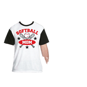 Camiseta de Softbol para Mamá, Manga Raglán, Ribete en Contraste, Jersey Estampado, Algodón, Cuello Redondo, Corte Regular, Blanco y Negro - Product Image 1