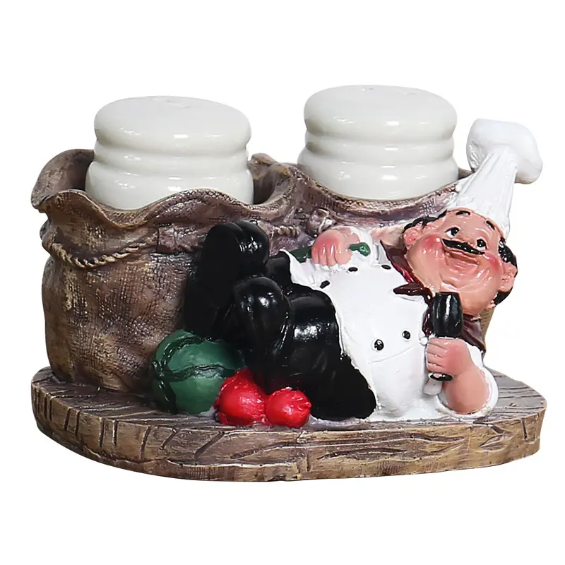 Nordic style creative Chef salt and pepper pot decoration kitchen dining table lovely chef pepper pot resin decoration