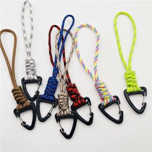 Outdoor Seven-Core Polyester Paracord Keychain with Triangular Buckle Anti-Lost Carabiner Hook Wrist Strap and Rope <b>Bag</b> <b>Charm</b> - Product Image 1