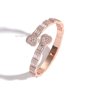 Pulsera de Pareja con Circonita, Pulsera de Cobre con Incrustaciones de Circonio, Pulsera de Pareja Chapada en Oro. Collar Lijing de Moda Tanjing - Product Image 4