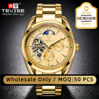 Fabricant de montres personnalisées TEVISE OEM, montre mécanique automatique de luxe pour homme, montre homme