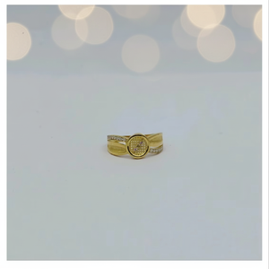 Exquisito Anillo de Filigrana de Oro Amarillo de 22K para Mujer con Centro Redondo Radiante y Diseño de Banda con Incrustaciones de Piedras Brillantes - Product Image 2