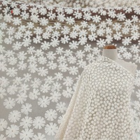 Yeni Pamuklu İplik İşlemeli Dantel Kumaş Nefes Alabilen Çiçekli Pamuklu Dantel File Kumaş Çocuk Elbisesi DIY Çantalar Giysi için