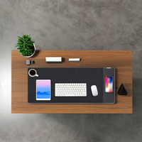 Chargement sans fil Tapis de bureau détachable et imperméable en cuir Doux et respirant Grand tapis d'ordinateur avec repose-poignet pour bureau