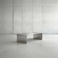 Table basse minimaliste nordique sur mesure en acier inoxydable brossé pour salon et bureau