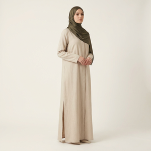 Ensemble Abaya de mode musulmane personnalisé, vêtements islamiques, tissu jersey de qualité supérieure, robe de prière élastique avec long hijab Khimar - Product Image 1