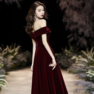 Elegant Prom <strong>Velvet</strong> <strong>Dress</strong> Women <strong>Off</strong> <strong>Shoulder</strong> <strong>Dress</strong> Ball Gown Party <strong>Dress</strong> Evening - Product Image 5