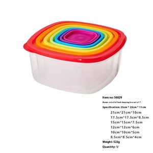 레인보우 7PC 플라스틱 신선한 유지 주방 주최자 냉장고 식품 저장 용기 야채 및 과일 상자 세트 - Product Image 6