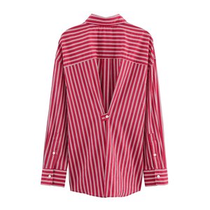 TAOP&ZA Nouvelle <span class=keywords><strong>chemise</strong></span> ample en popeline à rayures à col tailleur et manches longues, style européen et américain, pour <span class=keywords><strong>femme</strong></span>, collection 2025 - Product Image 3
