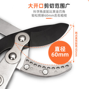 Lu Ban's Work Bypass Pruning Shears 60mm Cutting Capacity Stainless Steel Garden Lopping Shears For Fruit Tree Trimming - Product Image 1