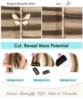 Extensions de cheveux humains XO de haute qualité, trame papillon, trame invisible, 50g, blondes, avec trous, prix de gros