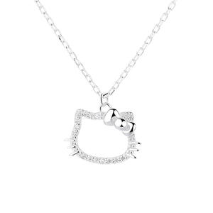 Nuova Collana <span class=keywords><strong>Hello</strong></span> <span class=keywords><strong>Kitty</strong></span> in Argento Sterling 925 con Zirconi Traforati, Gioielli da Donna - Product Image 6
