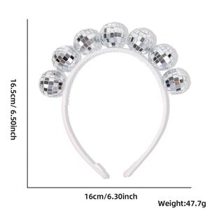 New <b>Disco</b> 7 <b>Ball</b> <b>Headband</b> Silver Mirror Hairband for Women Club Bar Ktv Dance Birthday Party Decoration Accessories - Product Image 2