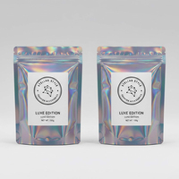 Sachet Doypack Holographique Personnalisé Refermable 8 oz 4x6 Pouces en Plastique Laser Anti-Odeur avec Fermeture Ziplock Mylar