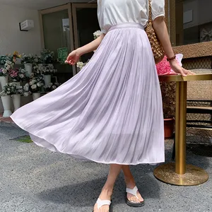 Mercerized temperament skirt women's slim-fit mid-length A- line skirt pendant elegant summer dress