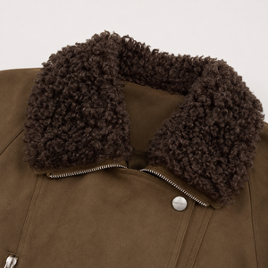 Chaqueta Corta de PU para Mujer, Estilo Casual, Tejida, Lavada, Tipo Gabardina, para Otoño e Invierno, Cortavientos - Product Image 4
