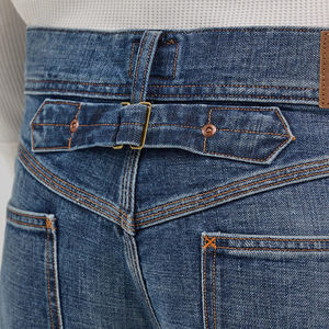 Pantalones Vaqueros de Mezclilla Cruda de Pierna Recta Lavados Vintage para Hombre, Pantalones Vaqueros Retro con Hebilla en la Parte Trasera - Product Image 5