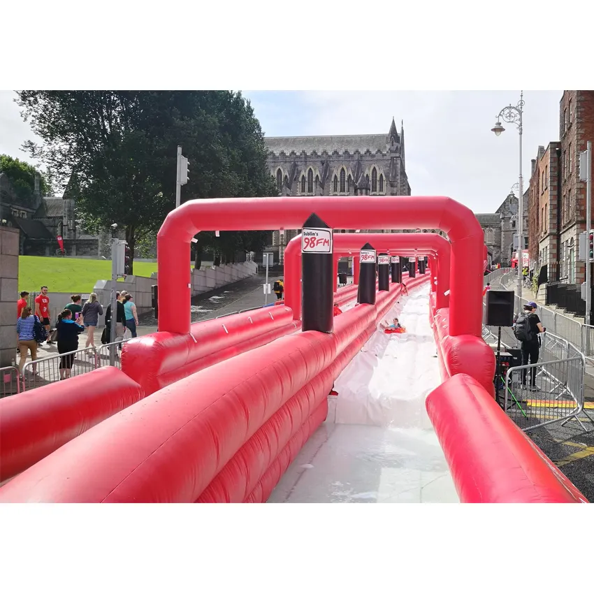 야외 놀이 공원 매력적인 물 엔터테인먼트 50m 큰 풍선 워터 슬라이드 juegos inflables tobogan 슬라이드