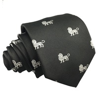 Cravate Homme Lion Microfibre Polyester Tissée Faite à la Main de Haute Qualité, Vente en Gros Chine, Personnalisée, Slim, Motif Animal