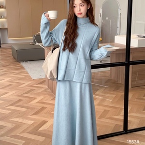 Elegante maglione da donna <span class=keywords><strong>vestito</strong></span> lavorato a maglia <span class=keywords><strong>vestito</strong></span> corto <span class=keywords><strong>tuta</strong></span> da ginnastica abito due pezzi alla moda abbigliamento e <span class=keywords><strong>vestito</strong></span> da donna - Product Image 2