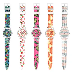 Fashion Transparent Jelly Silicone Plastic Quartz Watch Customized Own Design Printing Students Wrist Watch