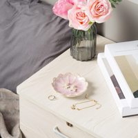 Plateau à bijoux en céramique rose à motifs floraux festonnés, décoratif, pour mariage et rangement de table à la maison