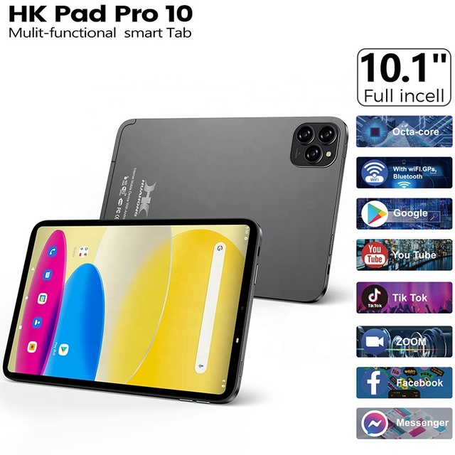 New Ultra-thin Smart Tablet HK Pad PRO 10 SIM Card Compatible 10.1-inch Multilingual 5G HD Screen Factory Direct Sales 4GB+32GB