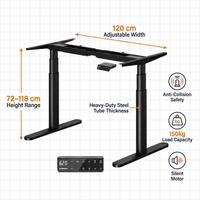 Cadre de bureau électrique à double moteur, réglable en hauteur, pour position assise ou debout, avec 4 préréglages de mémoire et contrôleur LED intelligent