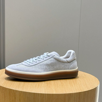 Chaussures décontractées de luxe pour hommes, style italien original, en daim et lin, avec lacets et semelle épaisse en caoutchouc.