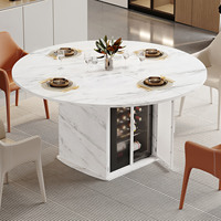 Fabricant de meubles, meubles de salle à manger modernes, table de salle à manger ronde en bois avec veines de marbre et grand placard de rangement
