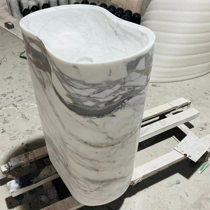 Mueble de tocador de mármol natural Calacatta Viola de Italia, tamaño personalizado, nuevo diseño, tocador rectangular independiente para colgar en la pared - Product Image 3