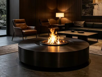 Brasero à gaz rond sur pied surdimensionné, table de feu extérieure de grande capacité pour divertissement nocturne dans le jardin et sur la terrasse